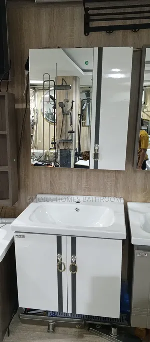 Modern Vanity Sink Cabinet Set With Led Mirror for Bathroom