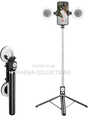 Selfie Stick With Double Ringlight + Bluetooth Shutter