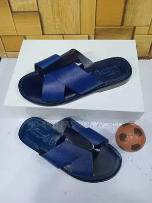 Blue Leather Italian Slippers