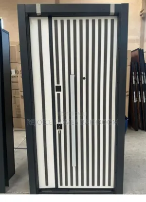 Luxury Steel Security Door Vertical Stripe Design Heavy Duty