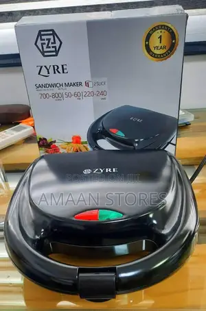 Zyre 2-Slice Sandwich Maker – 800w, Non-Stick