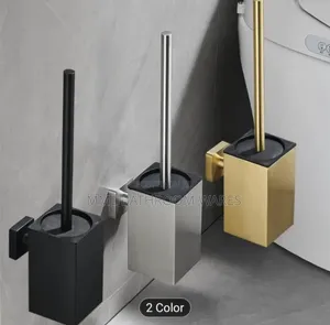Wall Mount Toilet Brush Holder With Metal Storage And Handle