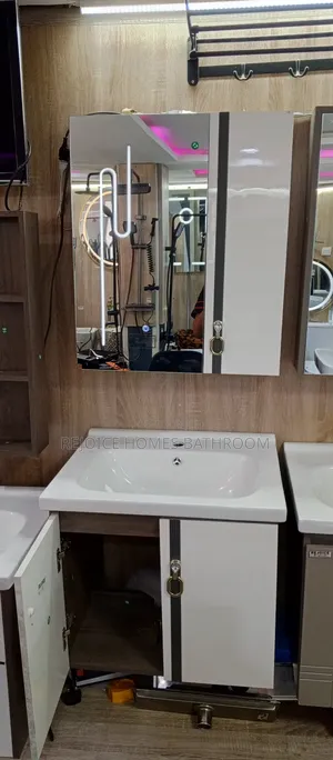 Modern Vanity Sink Cabinet Set With Led Mirror for Bathroom