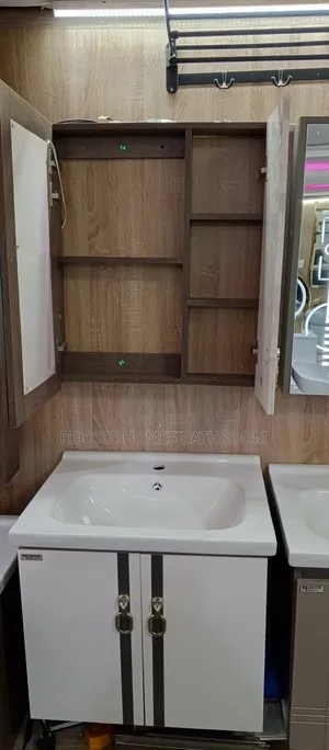 Modern Vanity Sink Cabinet Set With Led Mirror for Bathroom
