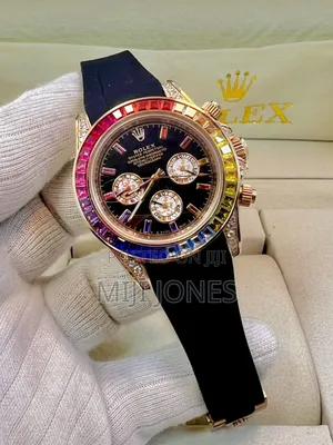 "Rainbow Dial Rolex Inspired Cosmograph Daytona Watch"