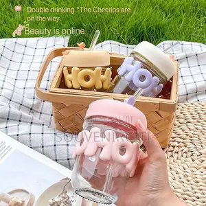 350ml Transparent Anti-Slip Heat Ceramic Glass Straw Cup