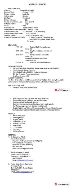 My C.V Documents Picture