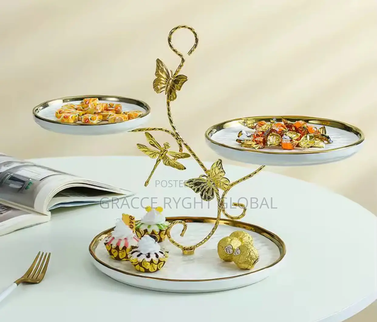 3 Tier Ceramic Dessert Stand