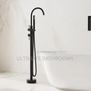 Black Standing Bath Tap Round Design