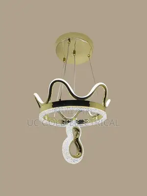 Crystal Pendant Light Living Room Remote Control Gold Chrome