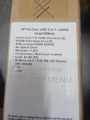 New Laptop HP Pavilion x360 8GB Intel Core i5 SSD 512GB