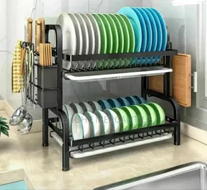 Double Layers Kitchen Dish Rack With Drainer