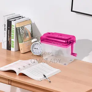 Desktop Manual Paper Shredder Machine - Pink