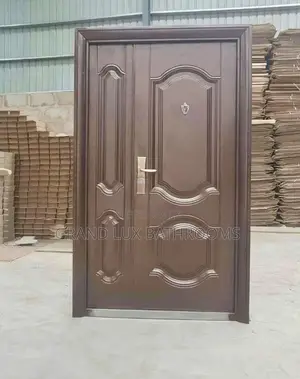 Elegant Brown Security Steel Door With Side Panel