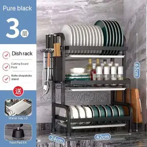 3layer Plate Rack Black