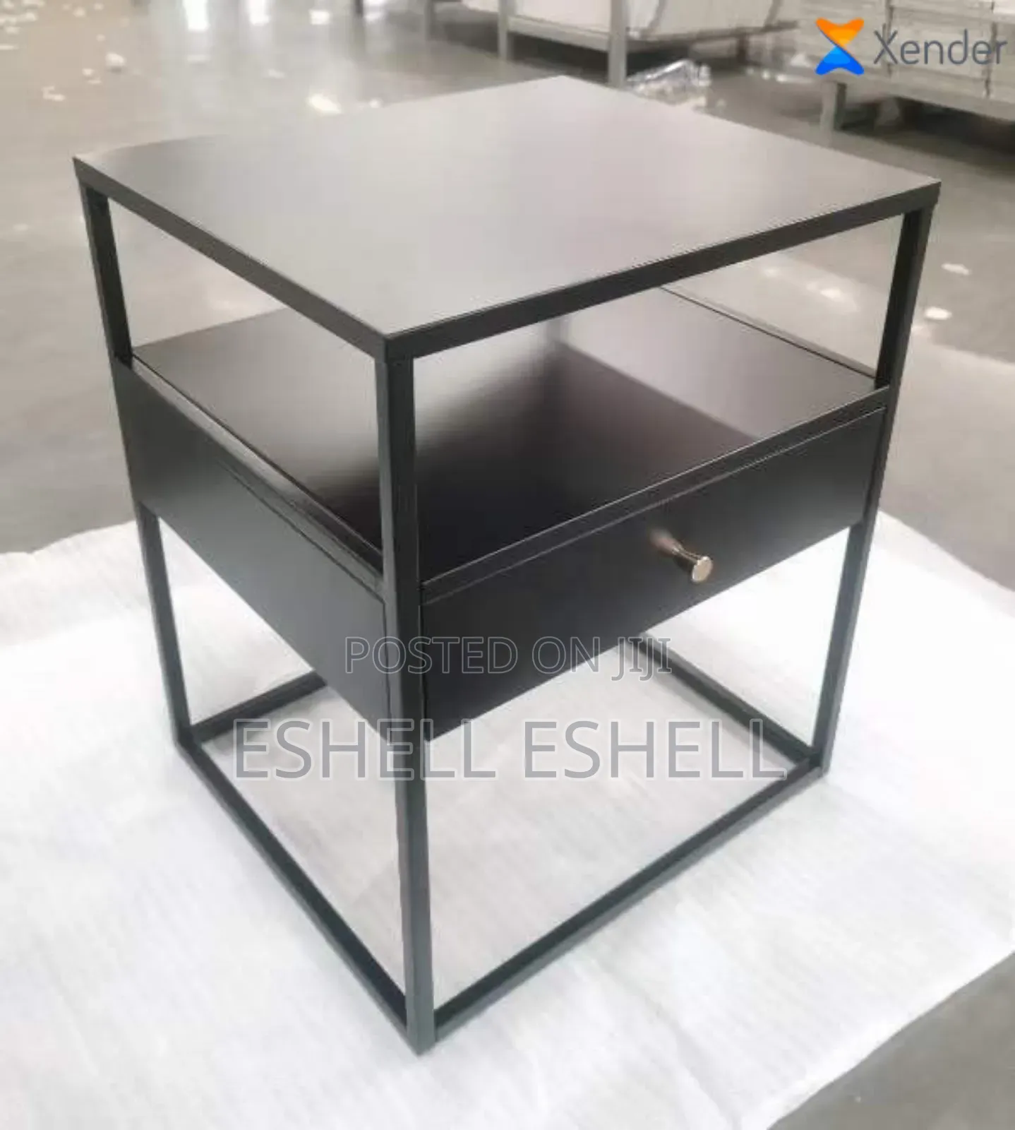 Metal Side Stool/Table With Drawer