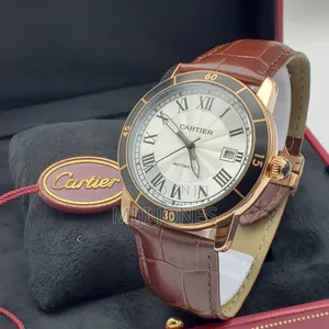 "Cartier Inspired Men's Automatic Watch - Brown Leather"