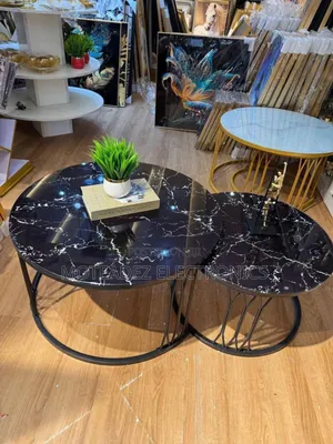 Exquisite 2in1 Marble Glass Top Round Nordic Centre Tables