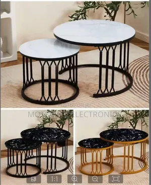 Exquisite 2in1 Marble Glass Top Round Nordic Centre Tables
