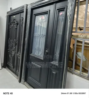 Double French Luxury Black Glass Doors Available