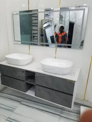 White and Grey Double Cabinet Basin