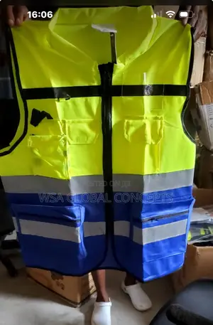 Blue/Yellow Executive Reflective Jacket With Pocket&Zip