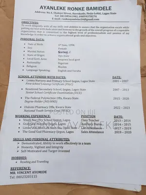 Manufacturing CV