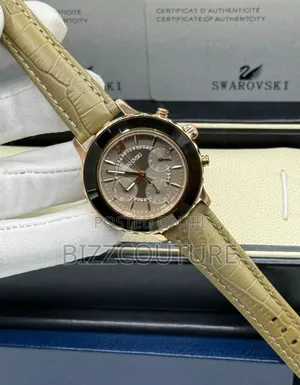 Original Swarovski Brown Genuine Leather Strap Watch