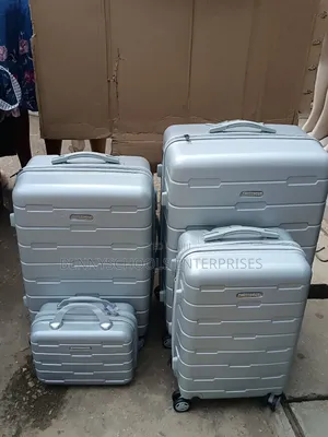 Set of 4 Silver Swiss Polo Plastic Travelling Luggage Boxes
