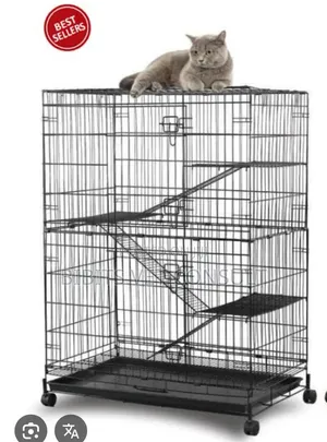 3 Tiers Cat Collapsible Cages With Wheels Large