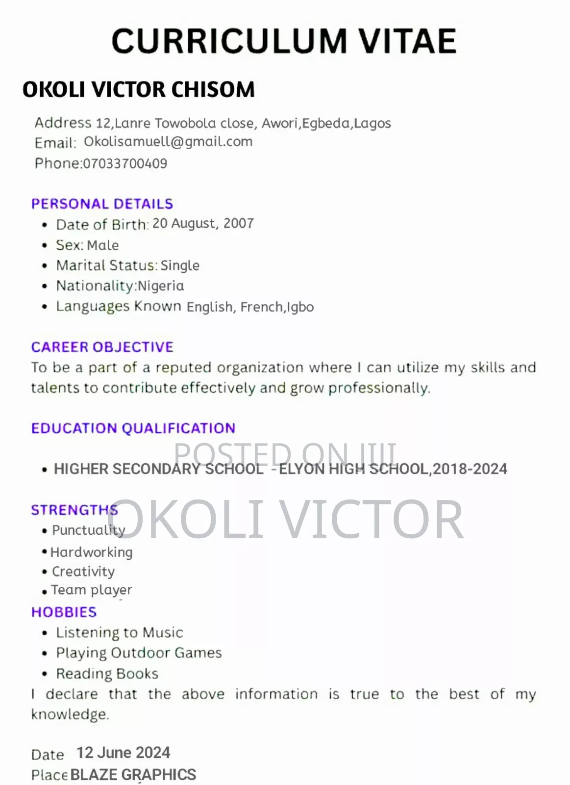 Application To Work