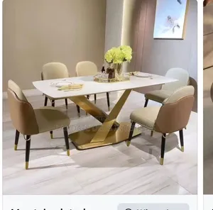 Exquisite Contemporary 6 Sitters Marble Top Dining Table