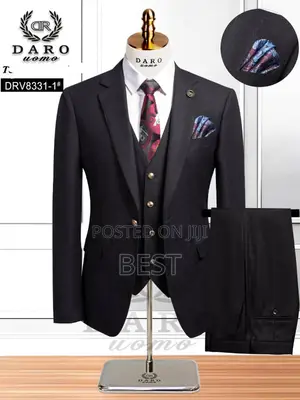 Men's Classic Black Suit With Golden Botton