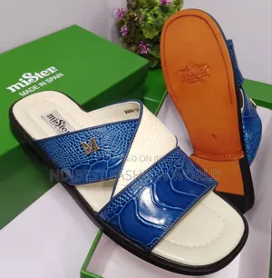 White and Blue Mister Slippers