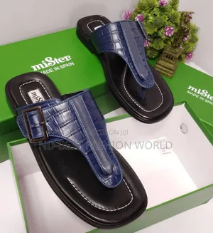 Blue Leather Mister Slippers