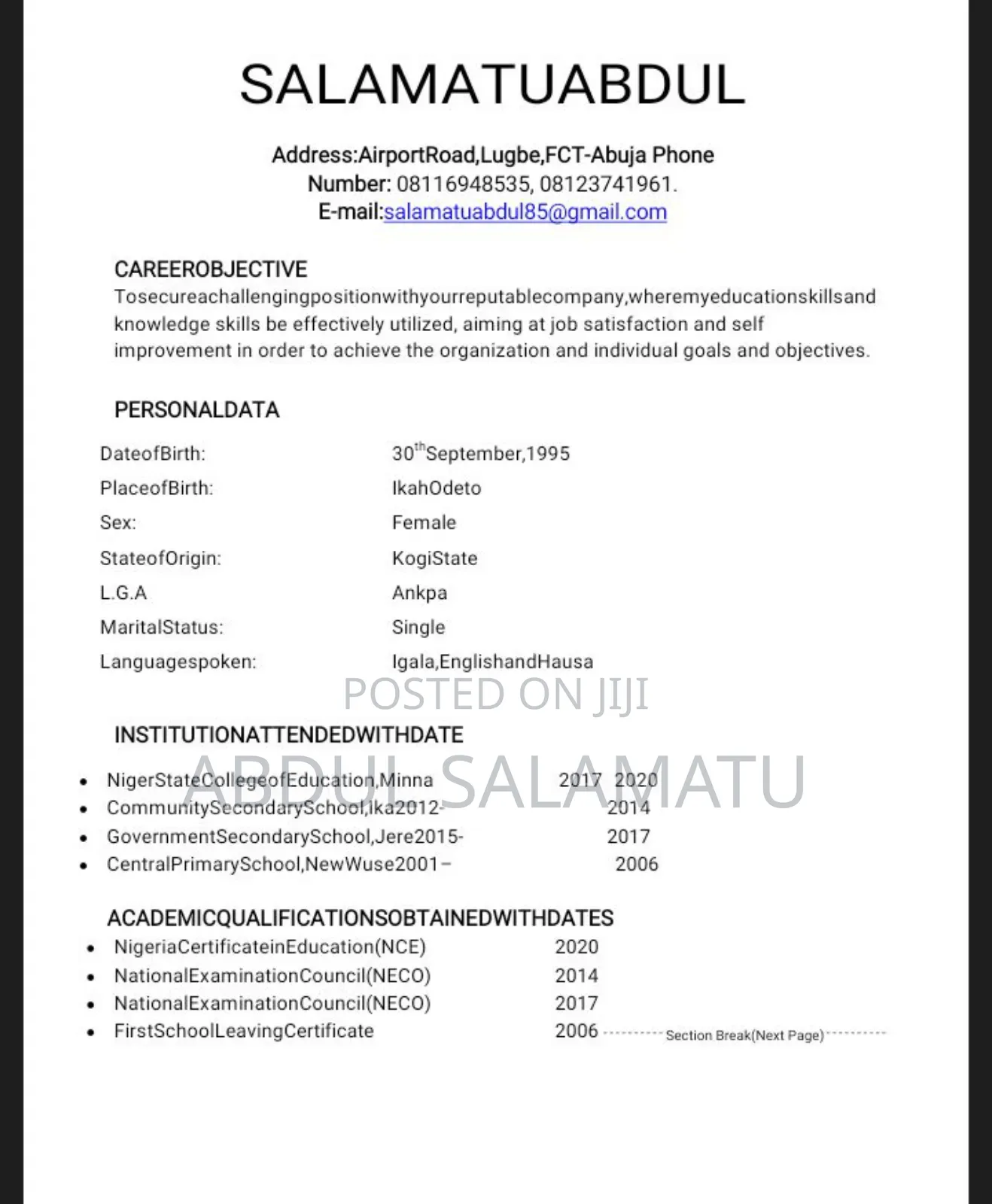 Computer Operator,Office Assistant, Receptionist Secretary