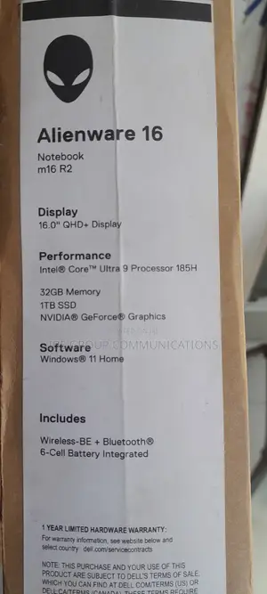 New Laptop Dell Alienware M16 R2 32GB Intel Core Ultra 9 SSD 1T