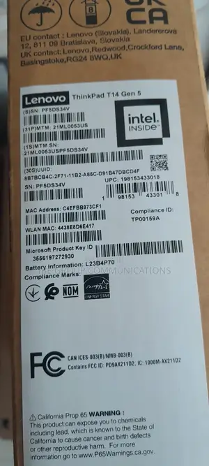 New Laptop Lenovo ThinkPad T14 G4 16GB Intel Core Ultra 5 SSD 512GB