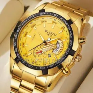 Wlisth Luxury Gold Calendar Water Resistant Steel Watch