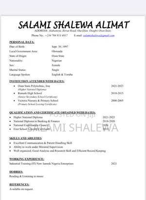 Part-Time Weekend CV