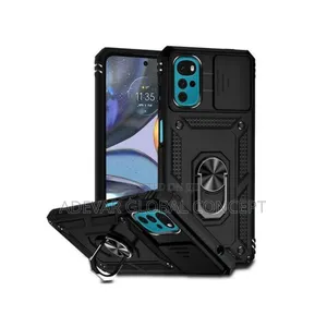 Motorola G22 Heavy Duty Protective Case Pouch Ring Kickstand
