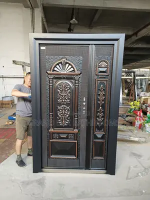 **Ornate Steel Security Door With Side Panel**