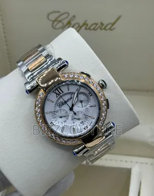 Original Iced Out Chopard Gold-Silver Stainless Steel Watch