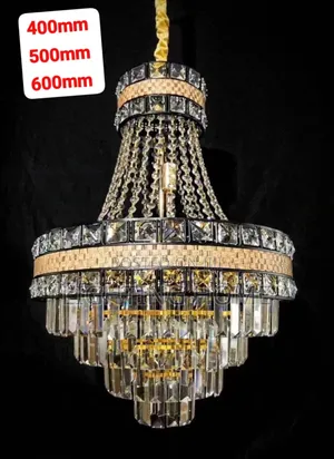 Black And Gold Crystal Chandelier Light By 500mm Double Step