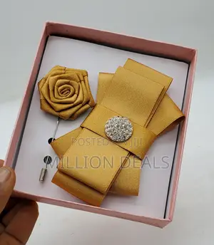 2-in-1 Barrister Gold Bow Tie N Lapel