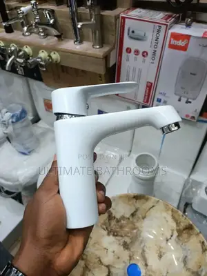 Made of Brass White and Chrome Basin Mixer Faucet