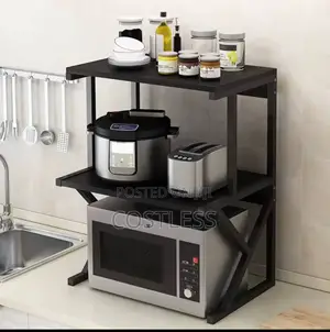 Microwave Oven Rack With Drawer Kitchen Shelves Storage