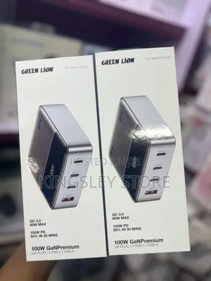 Green Lion 100w Gan Premium Uk Plug Adapter - Gray