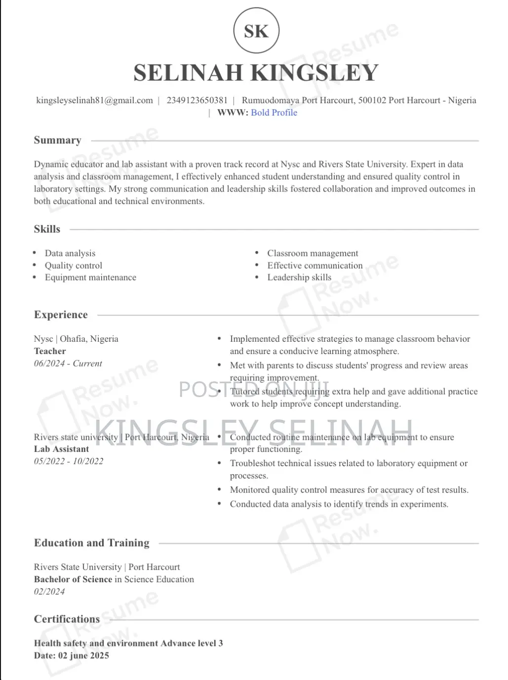 Teaching CV