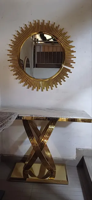Luxury Console Mirror With Marble Table Set